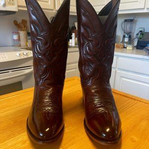 Vintage Men's Burgundy Leather Cowboy Roper Boots, Size 12